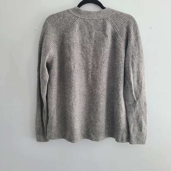 Madewell Ribbed Lyle Henley Heather Grey Sweater - Picture 3 of 8
